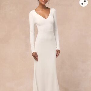 Lulu's Classic Cream Long Sleeve Dress